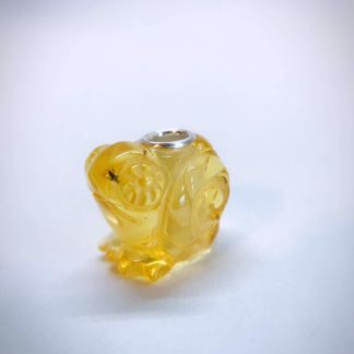 Amber Carved Snail with Insect