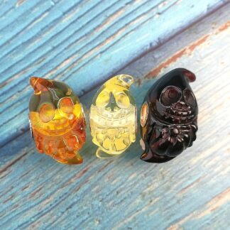 Carved Amber Ghost and Pumpkin